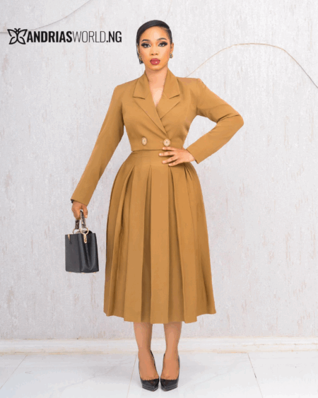 BROWN CROP JACKET AND SKIRT SET